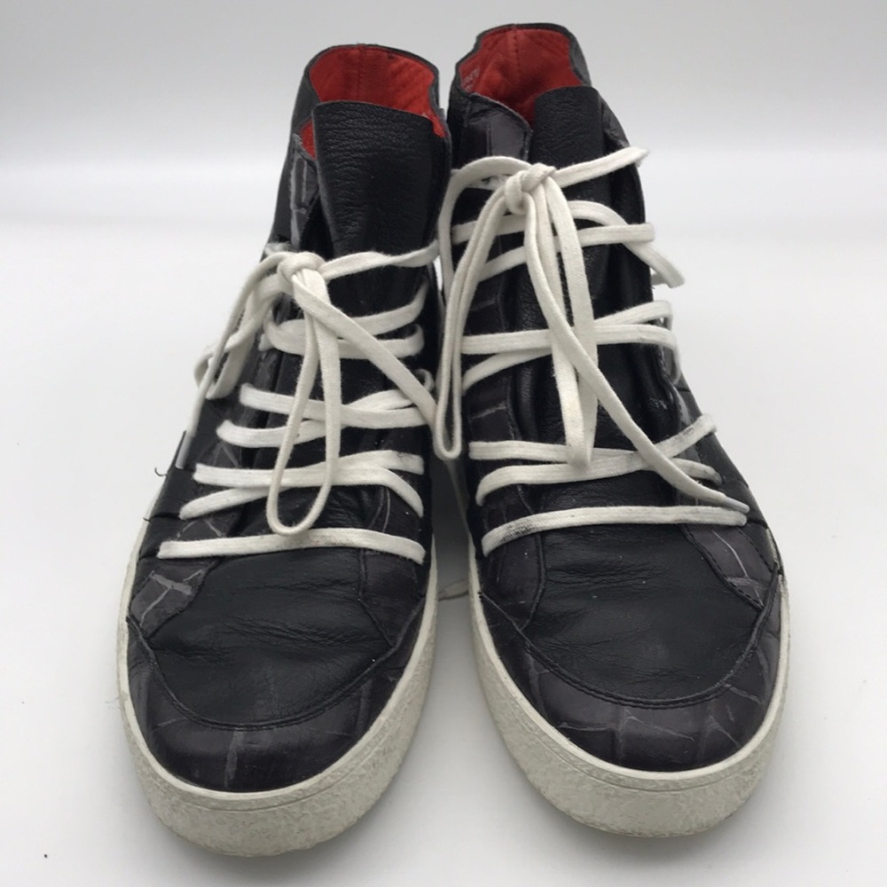 Diesel Black Gold mens sz 43 US 11 Made in Italy black leather red inside